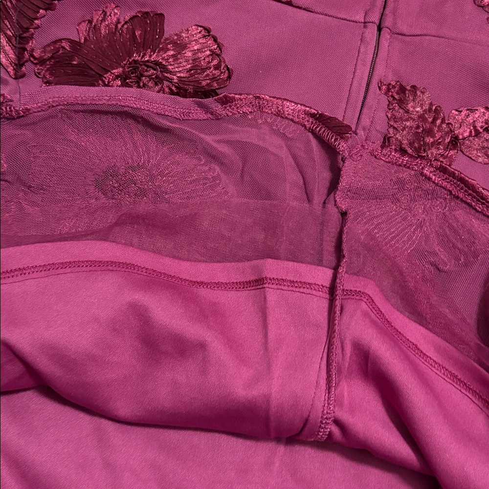 Lulus Truly Inspiring Plum Mesh Floral Applique Tie-strap Mini Dress Purple - Picture 6 of 6